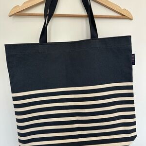 J. Crew navy‎ and Cream Striped Tote canvas, sturdy, NWT